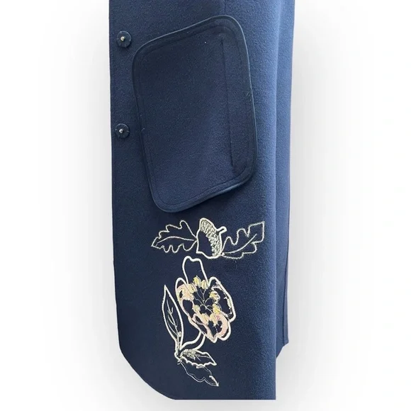 Weekend Max Mara Floral Appliqué Wool Swing Coat - Picture 11 of 13